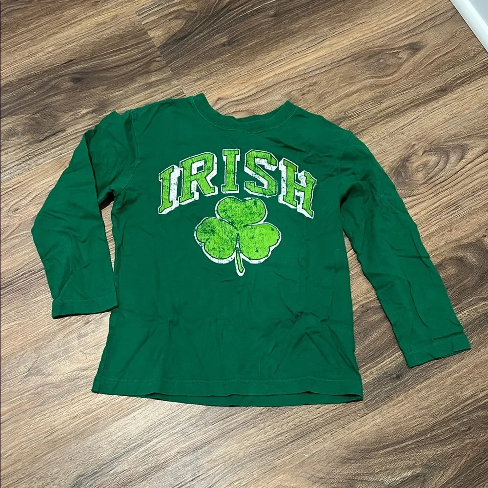 The Children's Place Green Long Sleeve 'Irish' Shirt with Shamrock Graphic